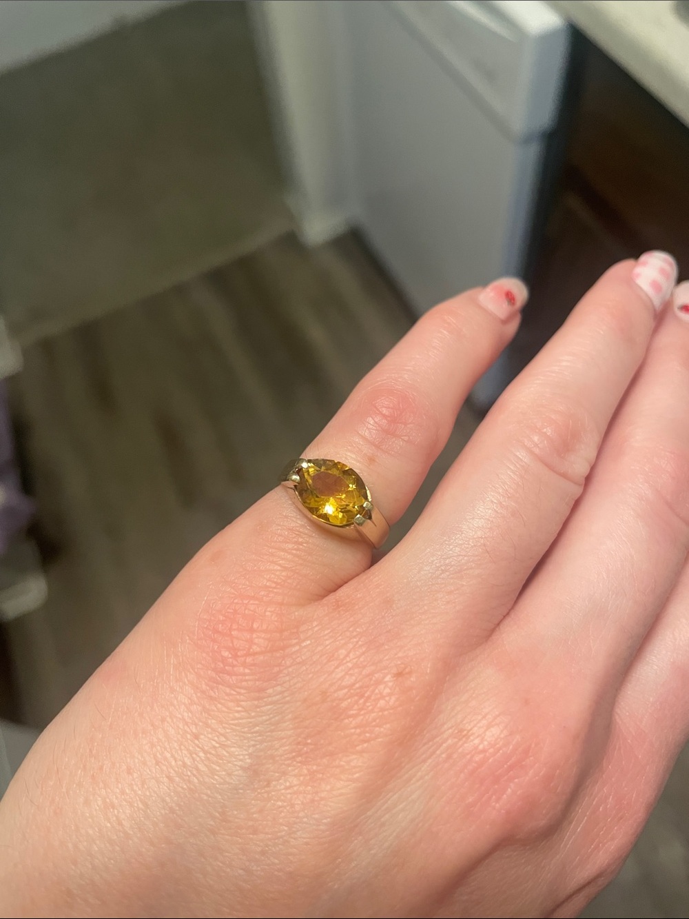 9k Gold East West Citrine Ring-Yellow Gold
